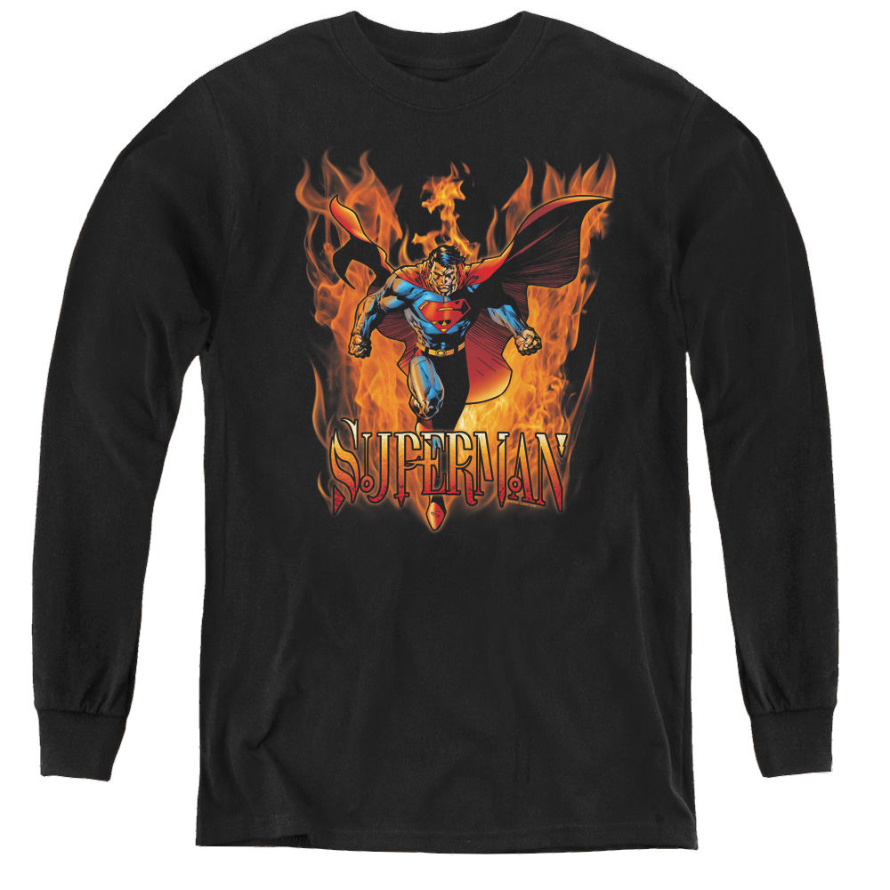Superman Through The Fire - Youth Long Sleeve T-Shirt Youth Long Sleeve T-Shirt Superman   