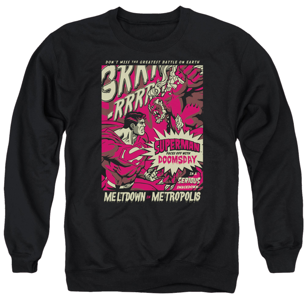 Superman Metropolis Meltdown - Men's Crewneck Sweatshirt Men's Crewneck Sweatshirt Superman   