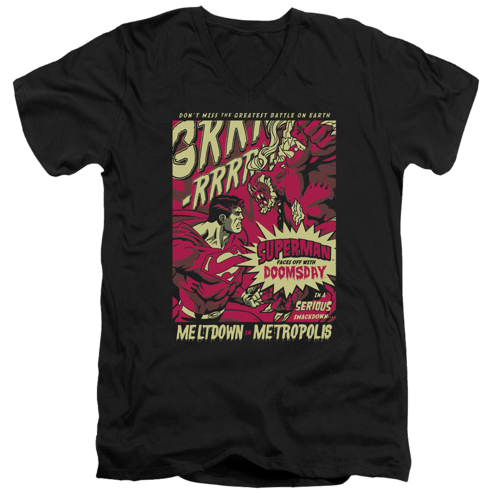 Superman Metropolis Meltdown - Men's V-Neck T-Shirt Men's V-Neck T-Shirt Superman   