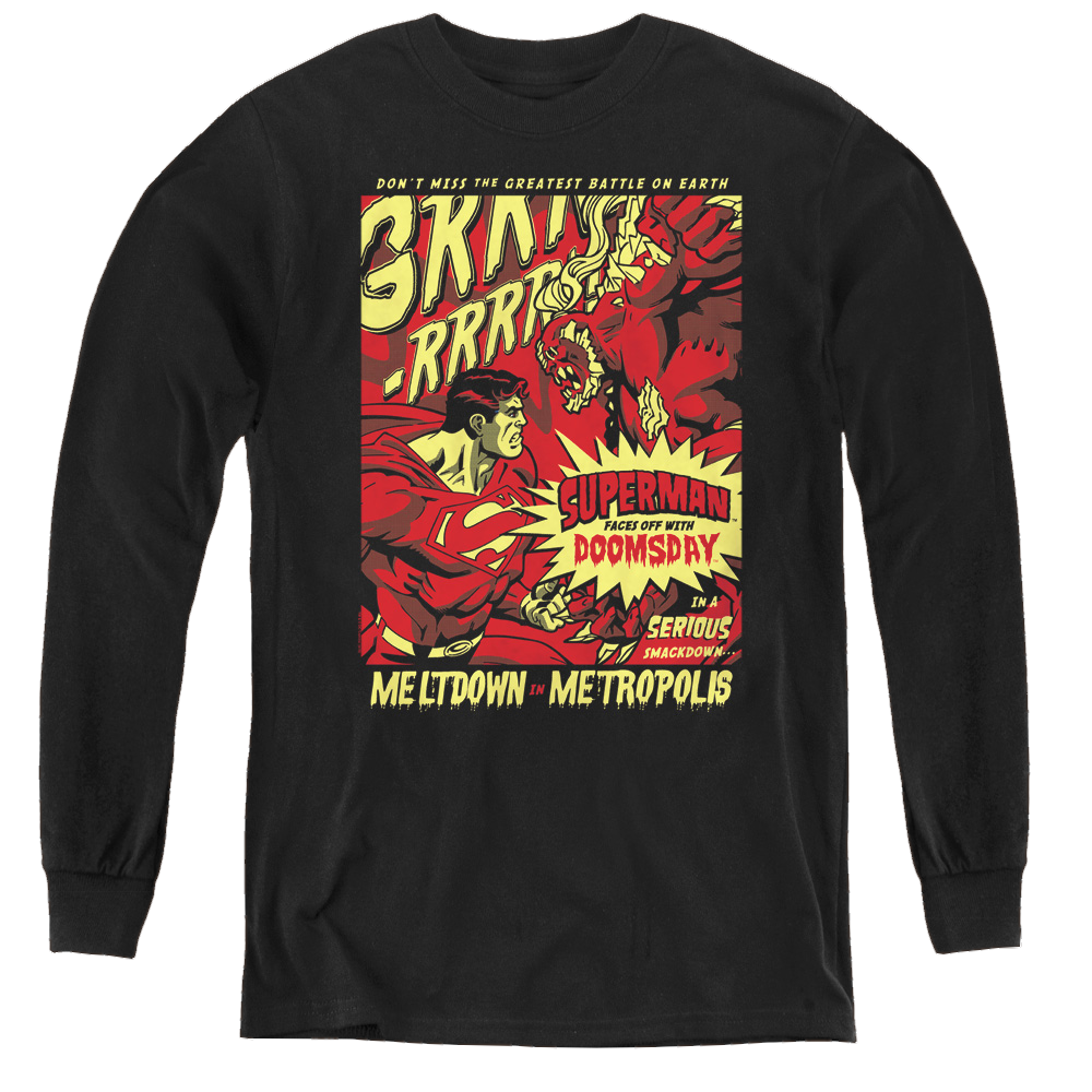 Superman Metropolis Meltdown - Youth Long Sleeve T-Shirt Youth Long Sleeve T-Shirt Superman   
