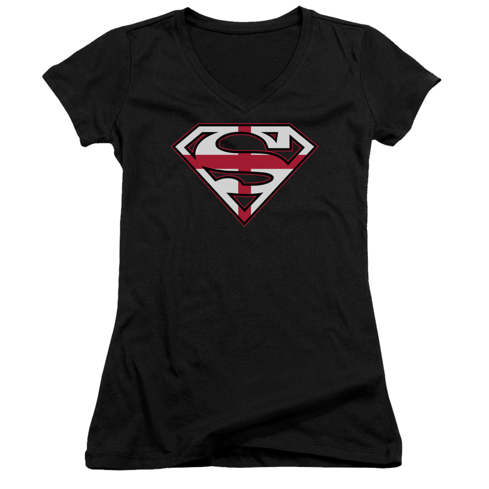 Superman English Shield - Juniors V-Neck T-Shirt Juniors V-Neck T-Shirt Superman   