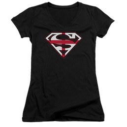 Superman English Shield - Juniors V-Neck T-Shirt Juniors V-Neck T-Shirt Superman   