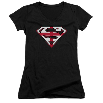 Superman English Shield - Juniors V-Neck T-Shirt Juniors V-Neck T-Shirt Superman   