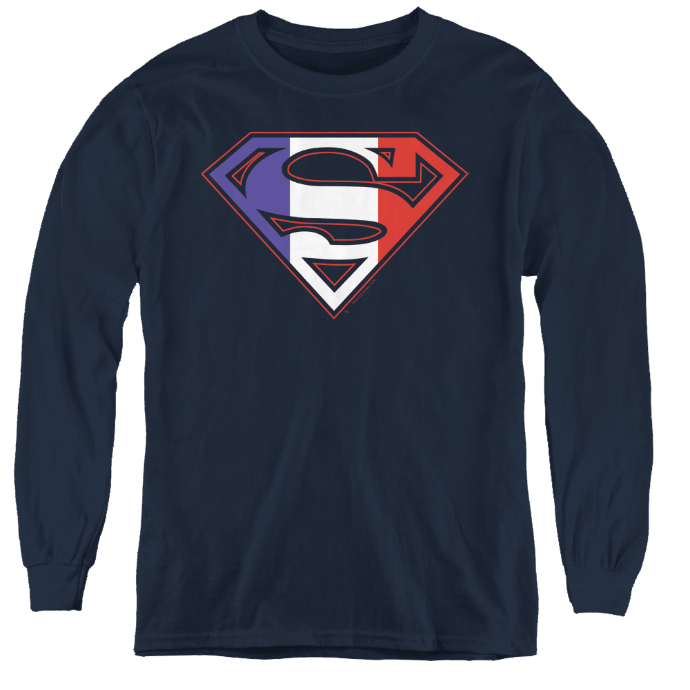 Superman French Shield - Youth Long Sleeve T-Shirt Youth Long Sleeve T-Shirt Superman   