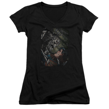 Superman Epic Battle - Juniors V-Neck T-Shirt Juniors V-Neck T-Shirt Superman   
