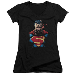 Superman Displeased - Juniors V-Neck T-Shirt Juniors V-Neck T-Shirt Superman   