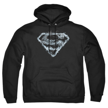 Black pullover hoodie with Superman Smoking Shield graphic