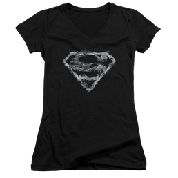 Superman Smoking Shield - Juniors V-Neck T-Shirt Juniors V-Neck T-Shirt Superman   