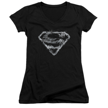 Superman Smoking Shield - Juniors V-Neck T-Shirt Juniors V-Neck T-Shirt Superman   