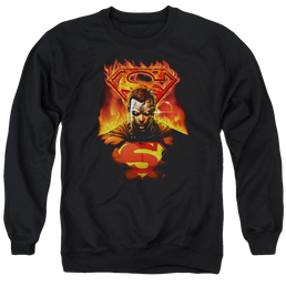Superman Man On Fire - Men's Crewneck Sweatshirt Men's Crewneck Sweatshirt Superman   