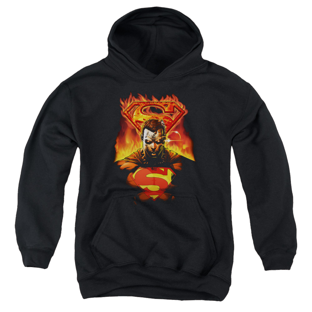 Superman Man On Fire - Youth Hoodie Youth Hoodie (Ages 8-12) Superman   