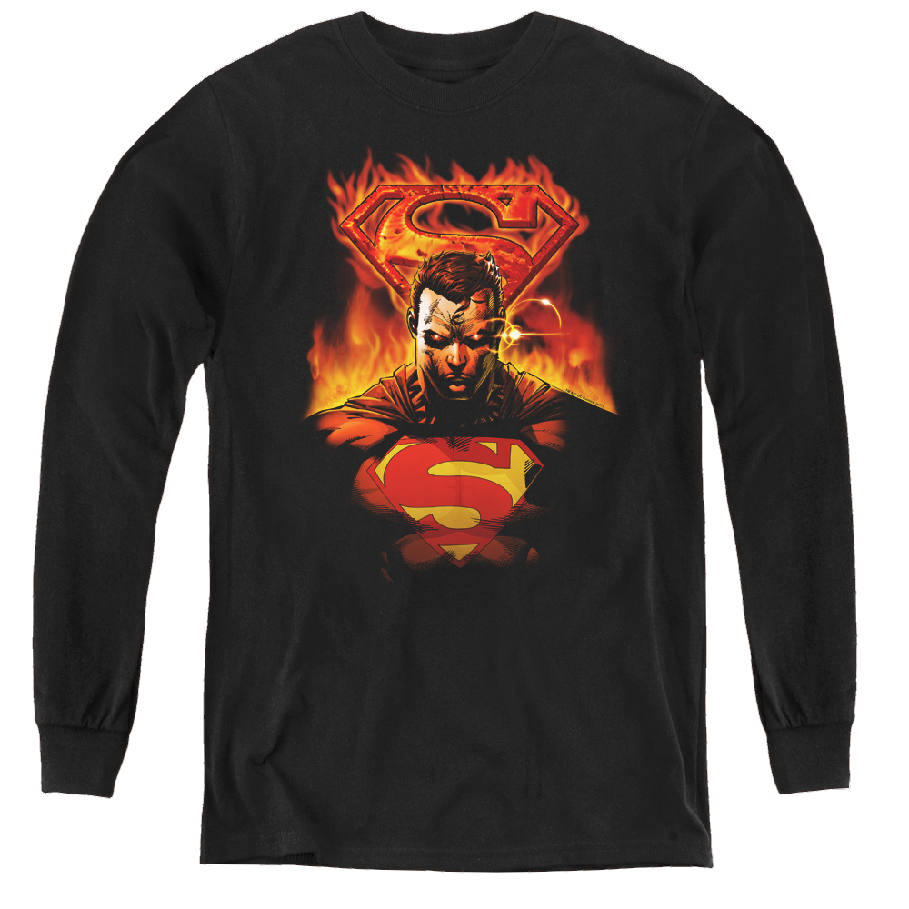 Superman Man On Fire - Youth Long Sleeve T-Shirt Youth Long Sleeve T-Shirt Superman   