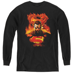 Superman Man On Fire - Youth Long Sleeve T-Shirt Youth Long Sleeve T-Shirt Superman   