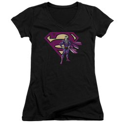 Superman Bizarro & Logo - Juniors V-Neck T-Shirt Juniors V-Neck T-Shirt Superman   
