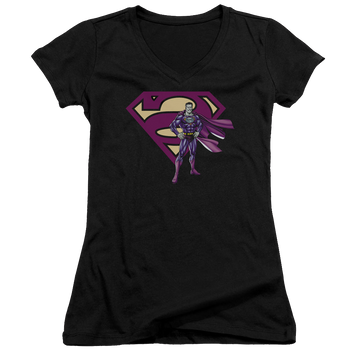Superman Bizarro & Logo - Juniors V-Neck T-Shirt Juniors V-Neck T-Shirt Superman   