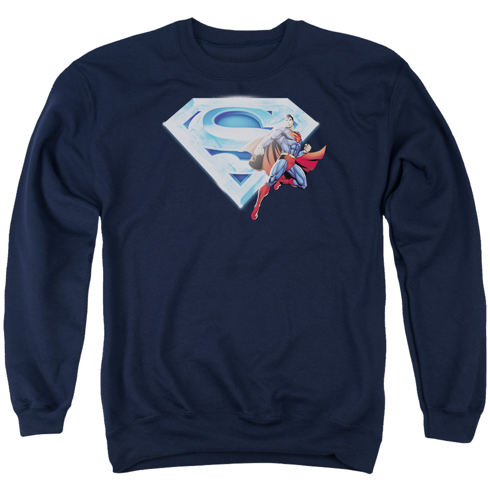Superman Superman & Crystal Logo - Men's Crewneck Sweatshirt Men's Crewneck Sweatshirt Superman   