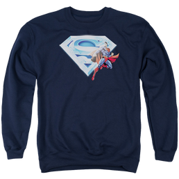 Superman Superman & Crystal Logo - Men's Crewneck Sweatshirt Men's Crewneck Sweatshirt Superman   