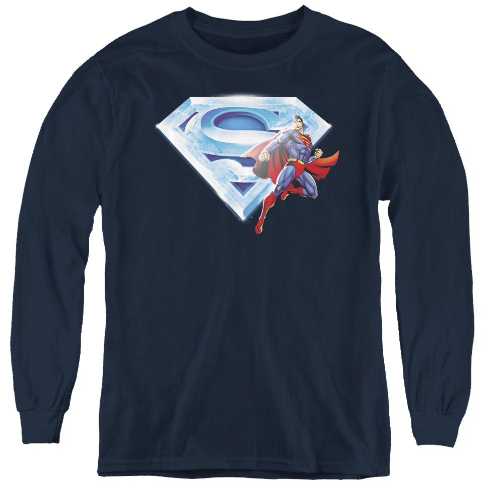Superman Superman & Crystal Logo - Youth Long Sleeve T-Shirt Youth Long Sleeve T-Shirt Superman   