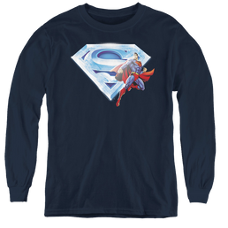 Superman Superman & Crystal Logo - Youth Long Sleeve T-Shirt Youth Long Sleeve T-Shirt Superman   