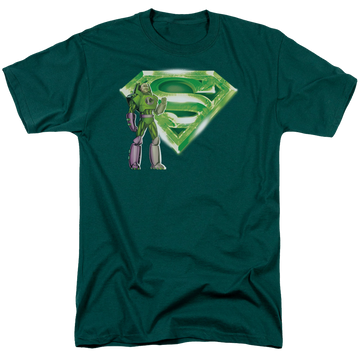 Hunter green men's regular fit t-shirt with Superman Lex & Kryptonite Logo graphic