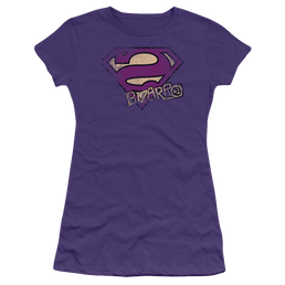 Superman Bizarro Logo Distressed - Juniors T-Shirt Juniors T-Shirt Superman   