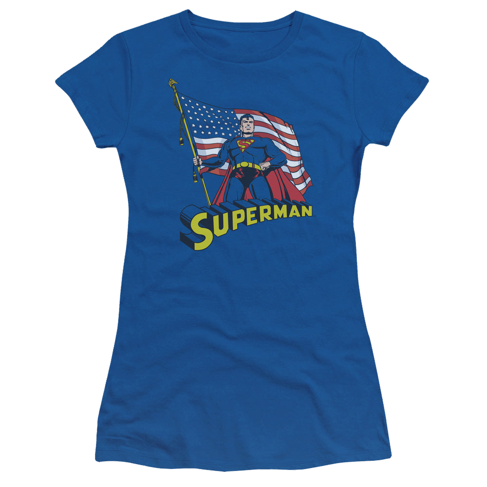Superman American Flag - Juniors T-Shirt Juniors T-Shirt Superman   