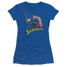Superman American Flag - Juniors T-Shirt Juniors T-Shirt Superman   
