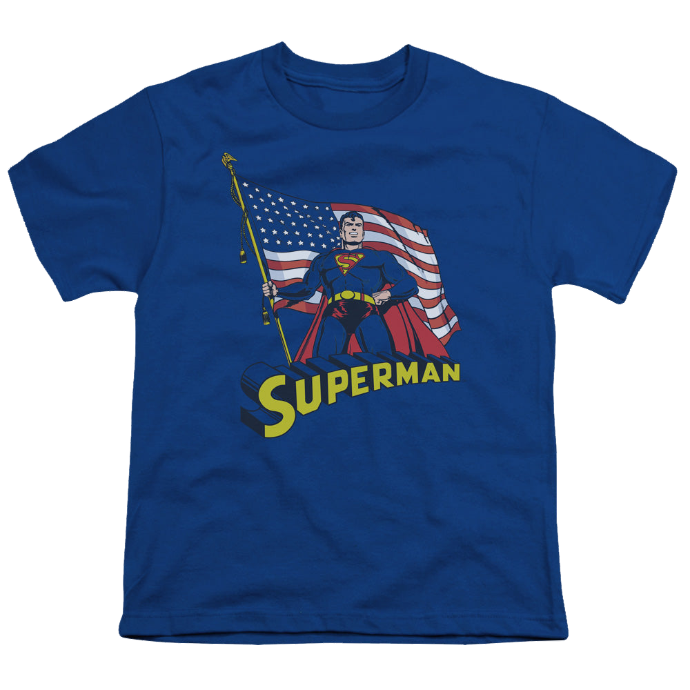 Superman American Flag - Youth T-Shirt Youth T-Shirt (Ages 8-12) Superman   