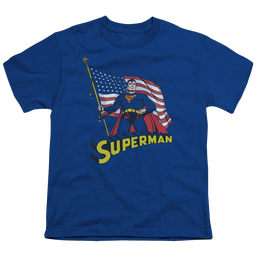Superman American Flag - Youth T-Shirt Youth T-Shirt (Ages 8-12) Superman   