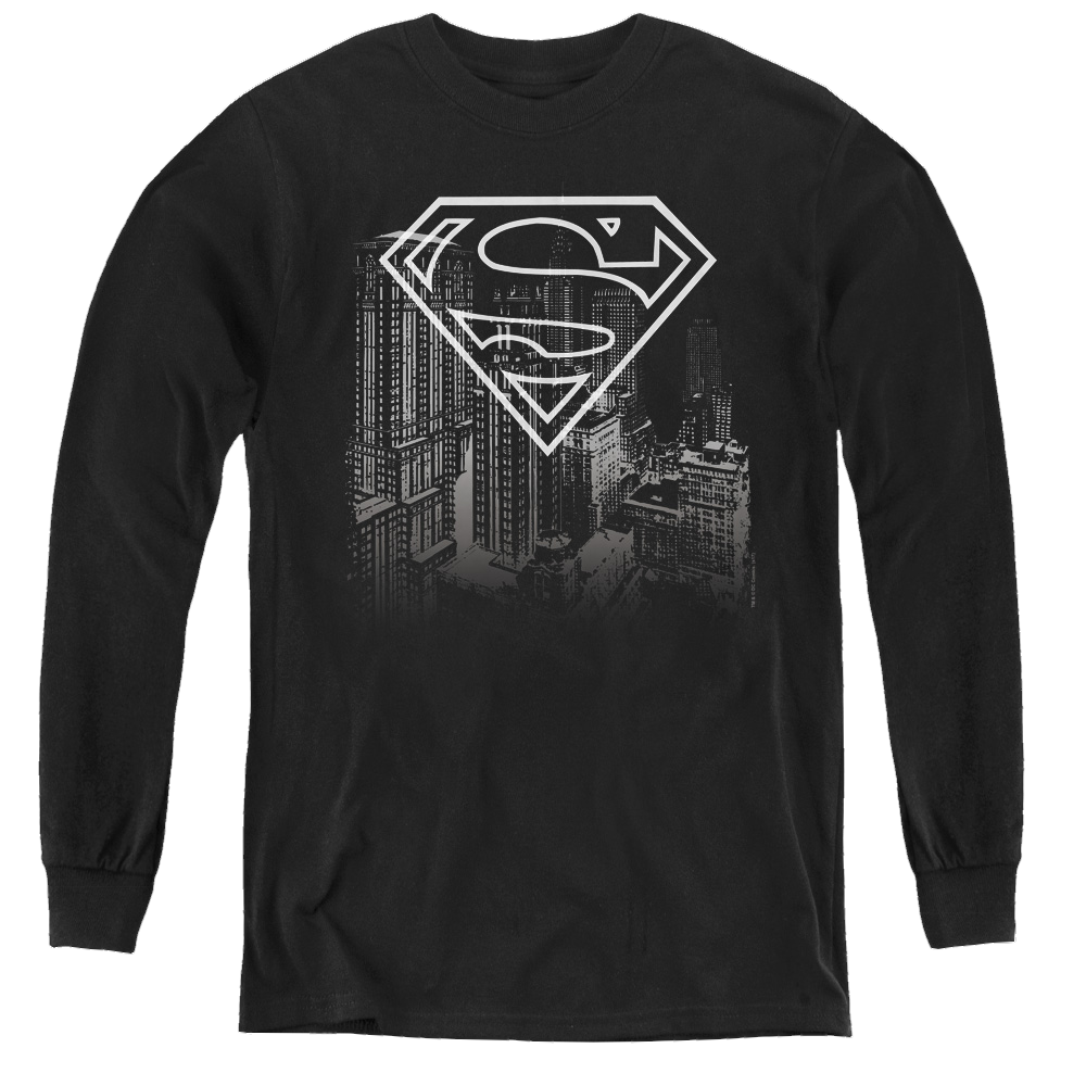 Superman Skyline - Youth Long Sleeve T-Shirt Youth Long Sleeve T-Shirt Superman   