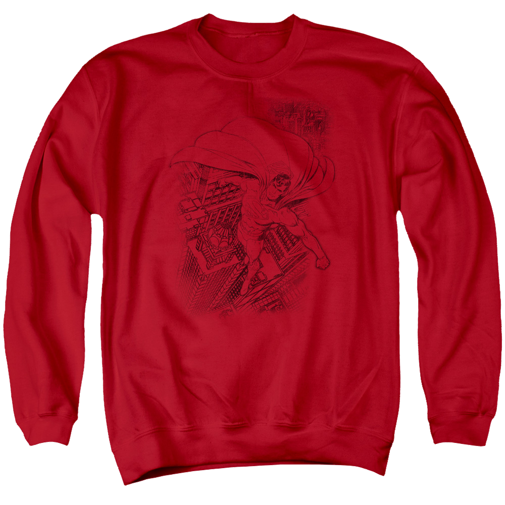 Superman In The City - Men's Crewneck Sweatshirt Men's Crewneck Sweatshirt Superman   