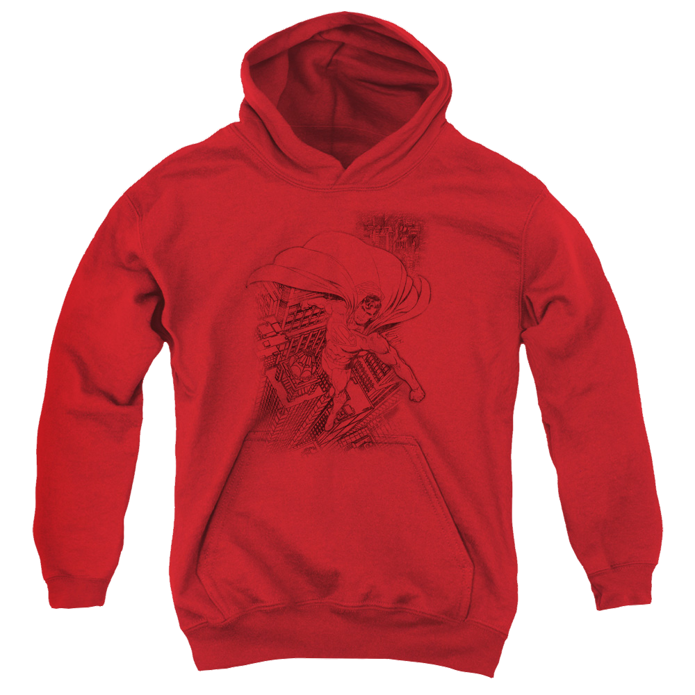 Superman In The City - Youth Hoodie Youth Hoodie (Ages 8-12) Superman   