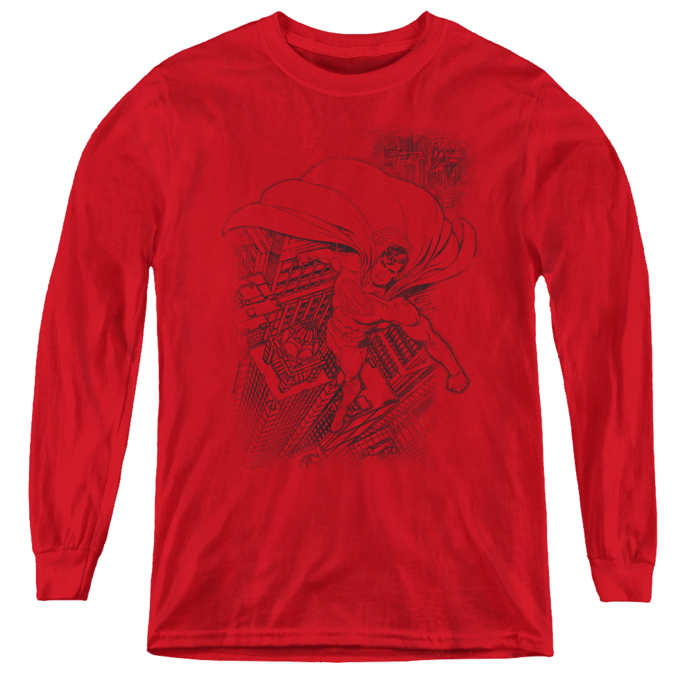 Superman In The City - Youth Long Sleeve T-Shirt Youth Long Sleeve T-Shirt Superman   