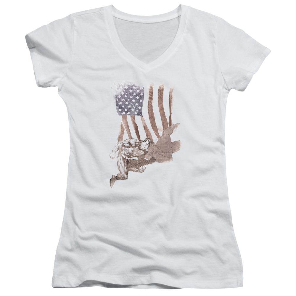 Superman Super American - Juniors V-Neck T-Shirt Juniors V-Neck T-Shirt Superman   