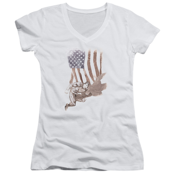 Superman Super American - Juniors V-Neck T-Shirt Juniors V-Neck T-Shirt Superman   