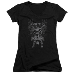 Superman Steel - Juniors V-Neck T-Shirt Juniors V-Neck T-Shirt Superman   