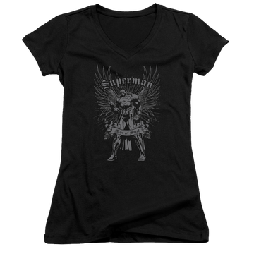 Superman Steel - Juniors V-Neck T-Shirt Juniors V-Neck T-Shirt Superman   
