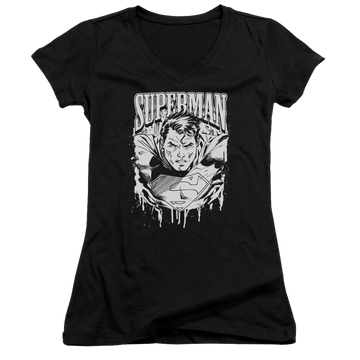 Superman Super Metal - Juniors V-Neck T-Shirt Juniors V-Neck T-Shirt Superman   