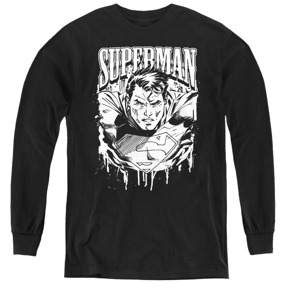 Superman Super Metal - Youth Long Sleeve T-Shirt Youth Long Sleeve T-Shirt Superman   