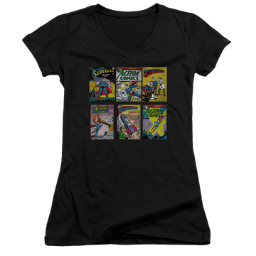 Superman Sm Covers - Juniors V-Neck T-Shirt Juniors V-Neck T-Shirt Superman   