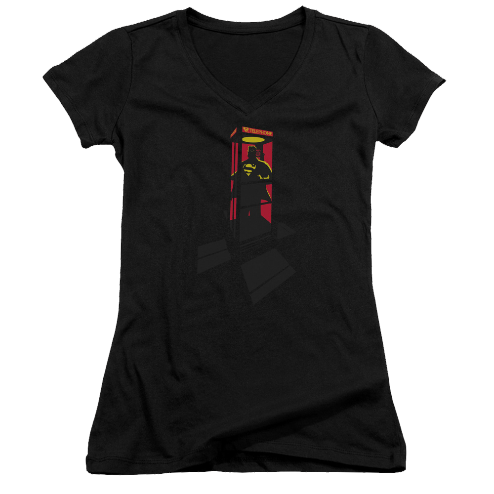 Superman Super Booth - Juniors V-Neck T-Shirt Juniors V-Neck T-Shirt Superman   