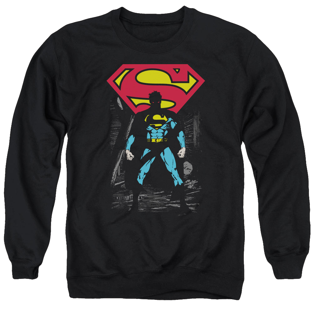 Superman Dark Alley - Men's Crewneck Sweatshirt Men's Crewneck Sweatshirt Superman   