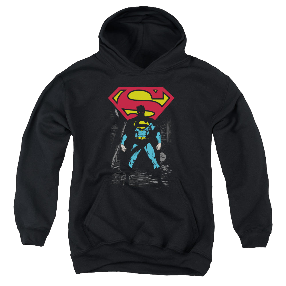Superman Dark Alley - Youth Hoodie Youth Hoodie (Ages 8-12) Superman   