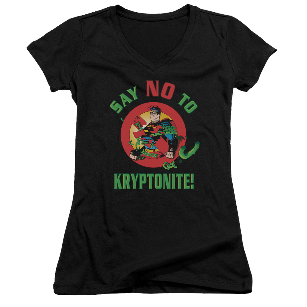 Superman Say No To Kryptonite - Juniors V-Neck T-Shirt Juniors V-Neck T-Shirt Superman   