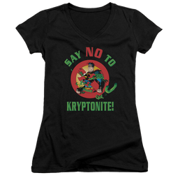 Superman Say No To Kryptonite - Juniors V-Neck T-Shirt Juniors V-Neck T-Shirt Superman   