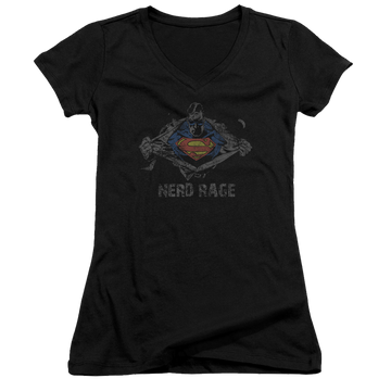 Superman Nerd Rage - Juniors V-Neck T-Shirt Juniors V-Neck T-Shirt Superman   