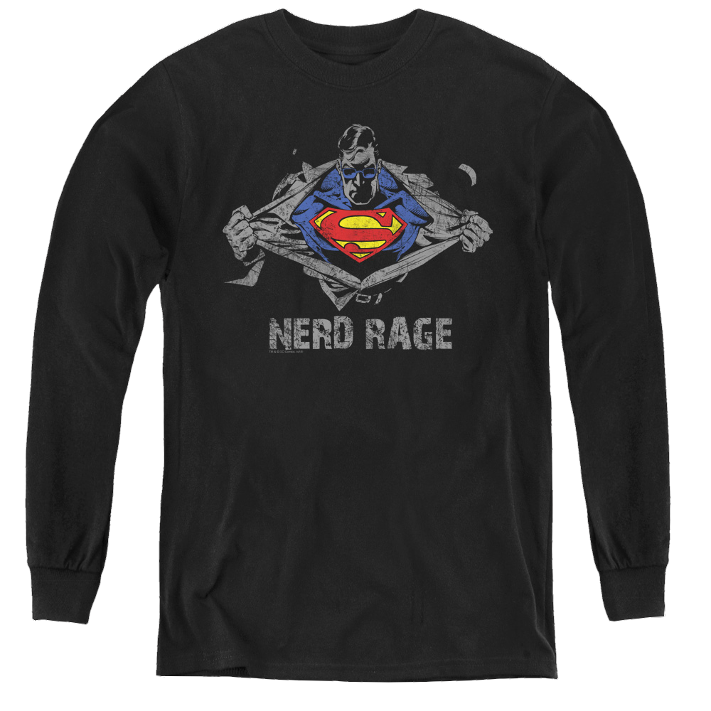 Superman Nerd Rage - Youth Long Sleeve T-Shirt Youth Long Sleeve T-Shirt Superman   