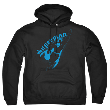 Black pullover hoodie with Superman Darkness graphic