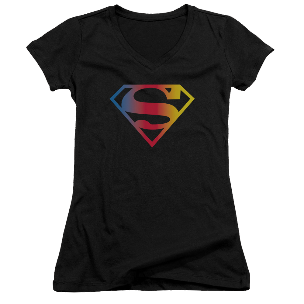Superman Gradient Superman Logo - Juniors V-Neck T-Shirt Juniors V-Neck T-Shirt Superman   