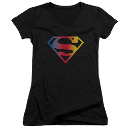Superman Gradient Superman Logo - Juniors V-Neck T-Shirt Juniors V-Neck T-Shirt Superman   